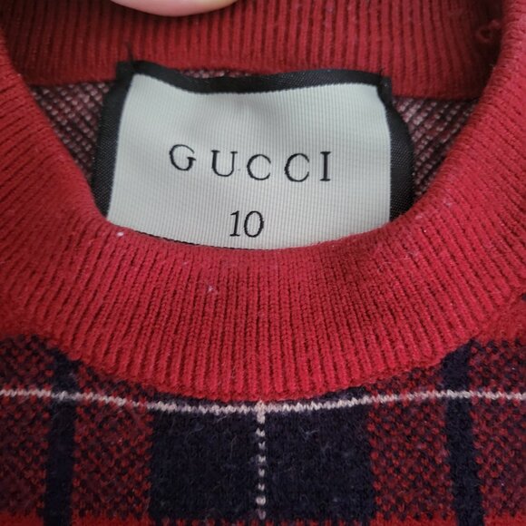 GUCCI Christmas Kids Childrens Plaid Sweater Size 10 100% Cotton - Picture 4 of 7
